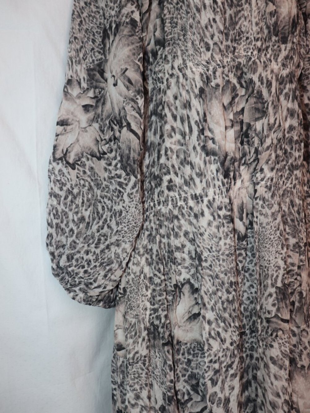 ALLSAINTS Grey & Black Animal Print Dress – Size UK 4 / US 0 / EU 32 - Picture 6 of 14